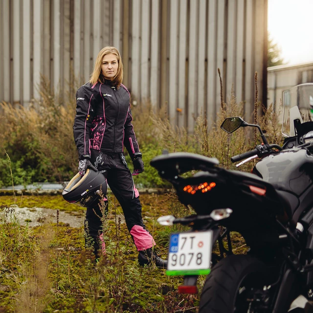 Women’s Leather Moto Gloves W-TEC Malvenda - Black-White