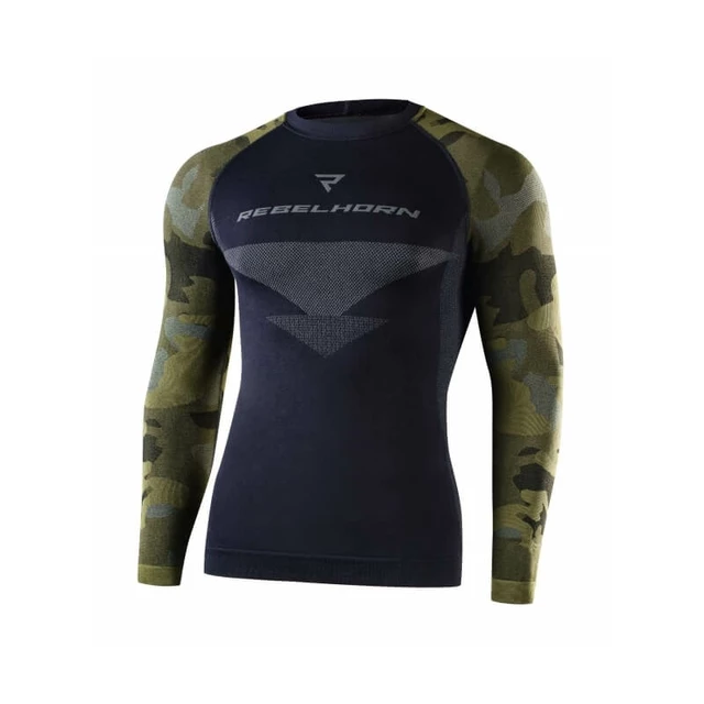 Thermal Motorcycle Long Sleeve T-Shirt Rebelhorn Freeze Jersey - Black-Camo, M - Black-Camo