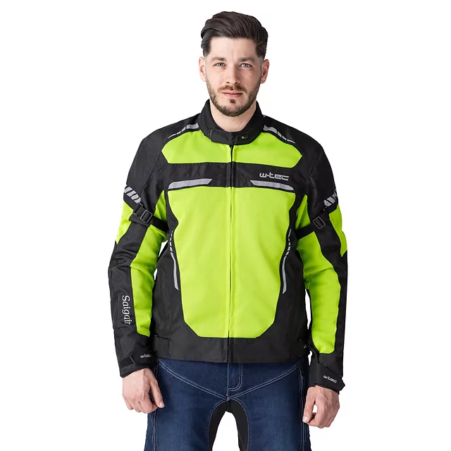 Pánská letní moto bunda W-TEC Saigair - Fluo Yellow-Gray