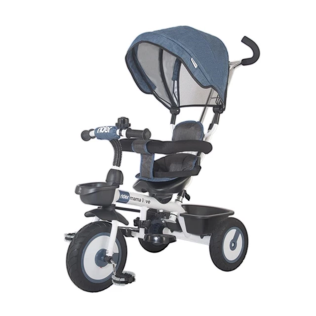 Three-Wheel Stroller/Tricycle with Tow Bar MamaLove Rider - Grey - Blue
