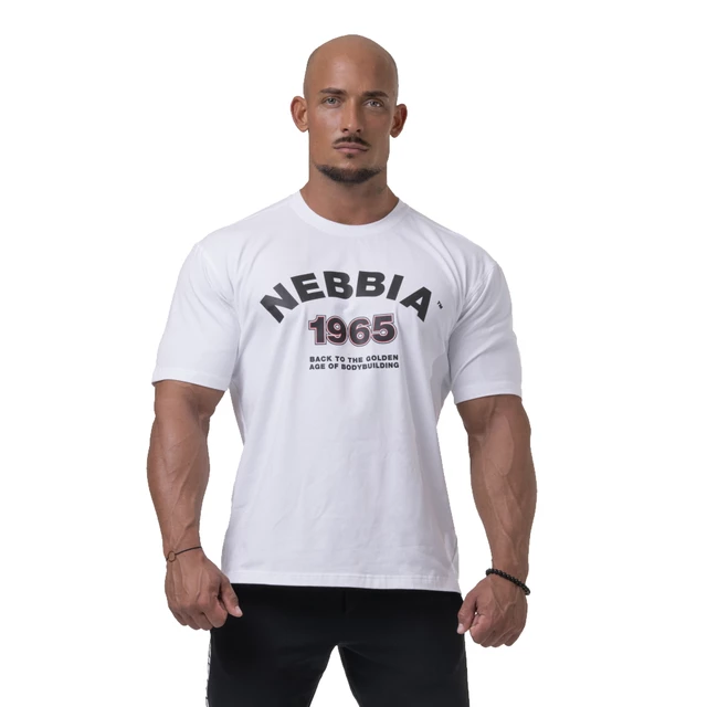 Koszulka męska T-shirt Nebbia Golden Era 192 - Jasnoszary - Biały