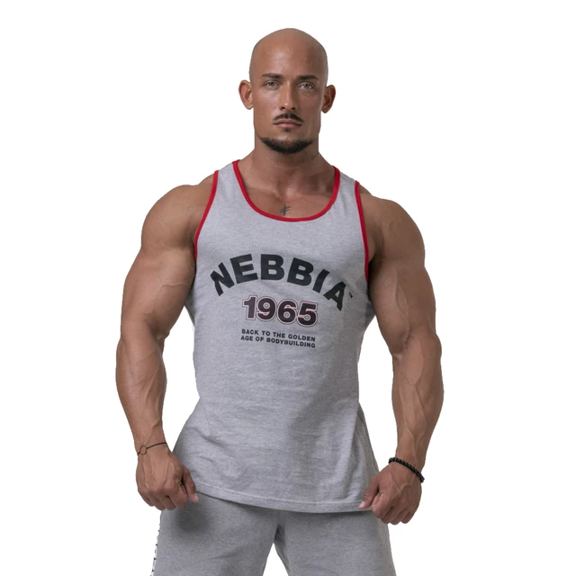 Nebbia Old School Muskel 193 Tanktop - schwarz - hell grau