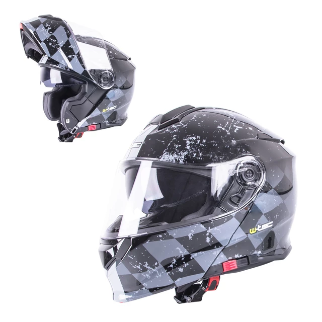 Flip-Up Motorcycle Helmet W-TEC V271 - Black-Grey - Black-Grey