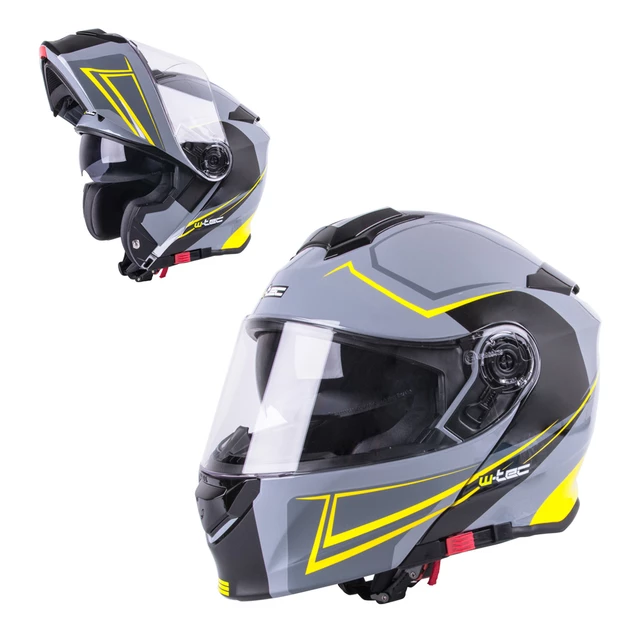 Flip-Up Motorcycle Helmet W-TEC V271 - M (57-58) - Black-Yellow