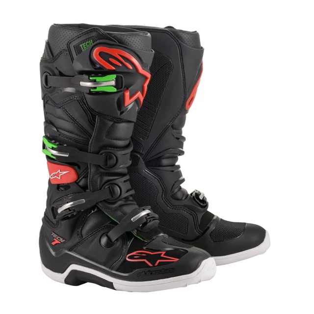 Moto boty Alpinestars Tech 7 černá/červená/zelená - černá/červená/zelená