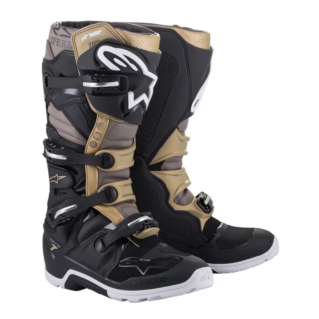 Motorcycle Boots Alpinestars Tech 7 Enduro Drystar Black/Gray/Gold 2022 - Black/Grey/Gold - Black/Grey/Gold
