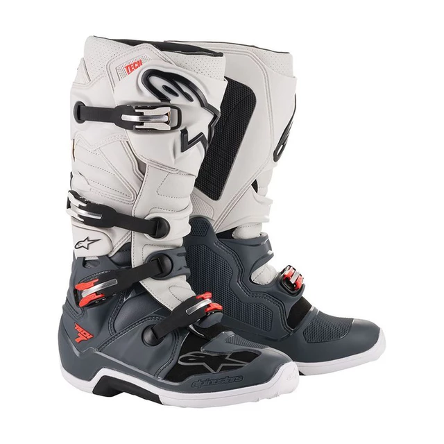 Motorcycle Boots Alpinestars Tech 7 Dark Gray Light Gray Fluo Red 2022