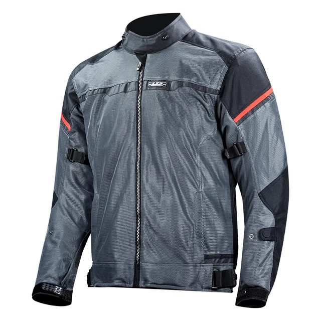 Pánská moto bunda LS2 Riva Black Dark Grey Red - černá/tmavě šedá/červená