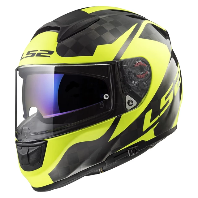 Motorcycle Helmet LS2 FF397 Vector C Shine - Carbon Hi Vis Yellow - Carbon Hi Vis Yellow
