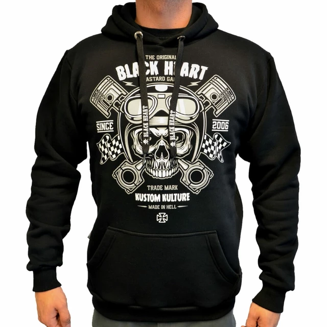 Bluza BLACK HEART na motor Piston Skull Hood - Czarny