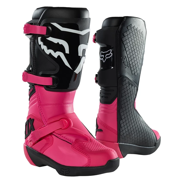 Dámské motokrosové boty FOX Comp Buckle Black Pink MX23 - černá/růžová