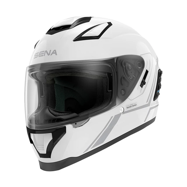 Moto přilba SENA Stryker s integrovaným Mesh headsetem Shine White - lesklá bílá