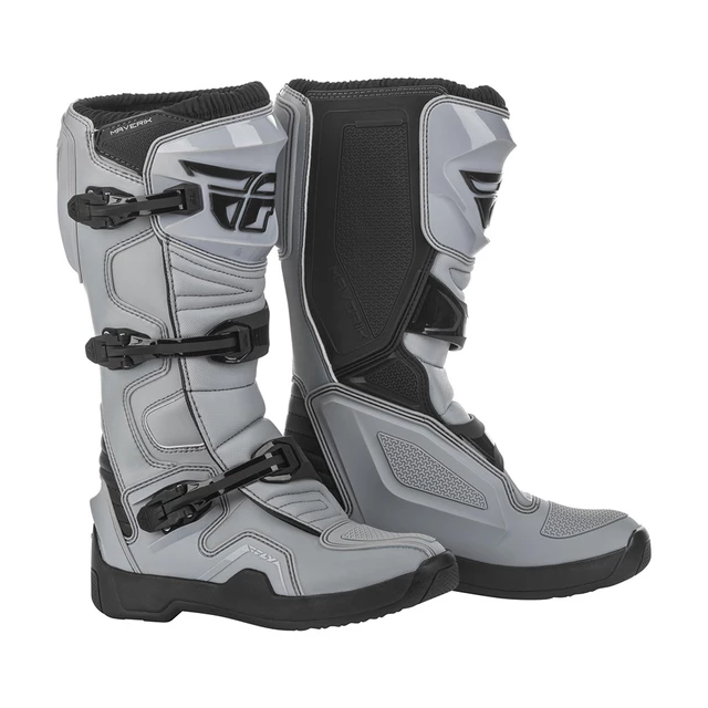 Motocross Boots Fly Racing New Maverik Grey Black - Grey/Black - Grey/Black