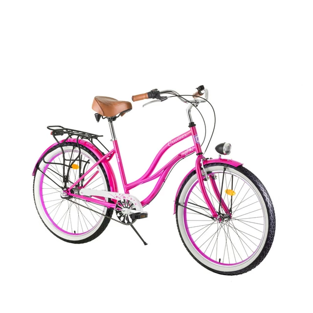 Dámsky mestský bicykel DHS Cruiser 2696 26" - model 2016 - White - Pink