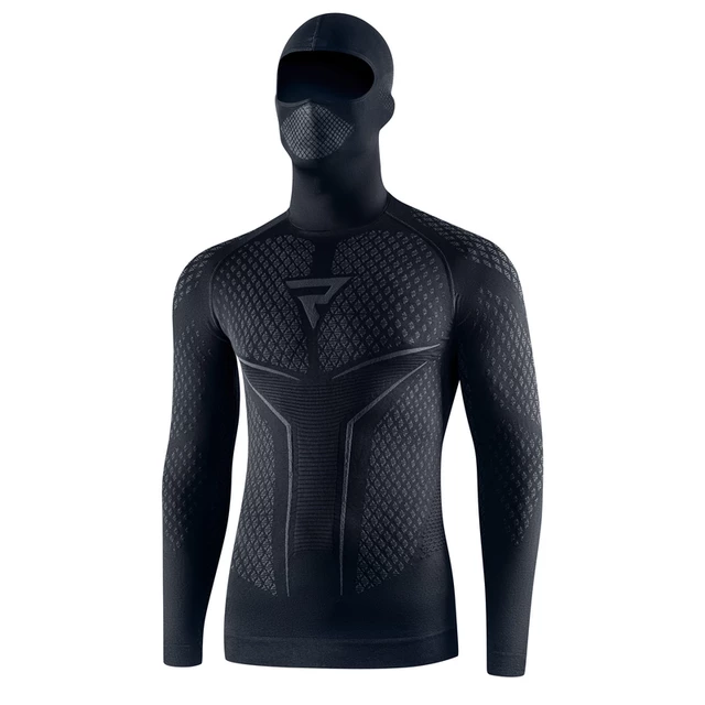 Motorrad Thermoshirt mit Rebelhorn Therm II 2in1 Long Sleeve Kapuze - schwarz-grau - schwarz-grau