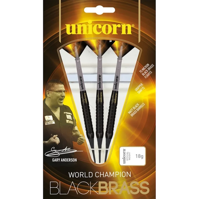 Lotki do darta Unicorn W.C. Black Brass Gary Anderson Soft 3 sztuki