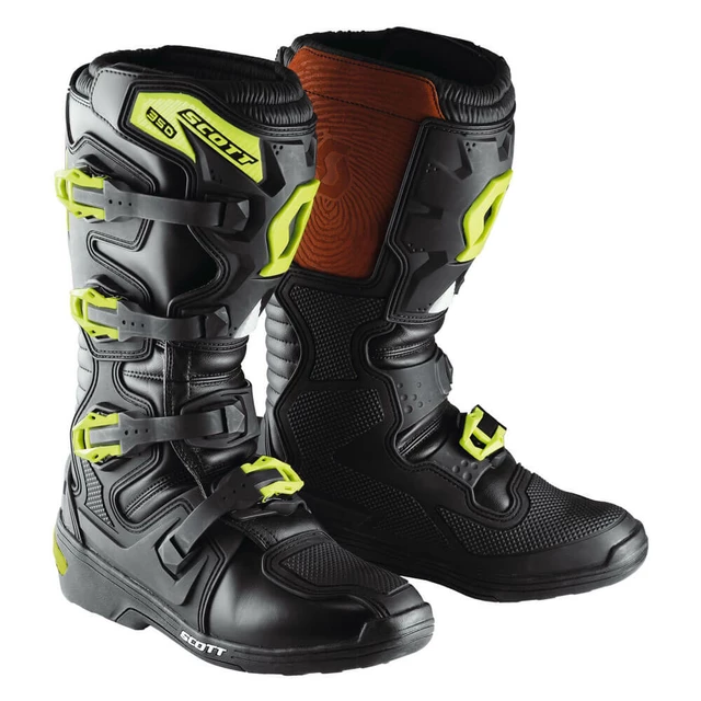 Motocross Boots Scott 350 Boot - Black-Green - Black-Green