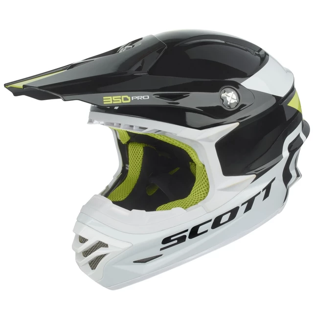 Motocross Helmet Scott 350 Pro Race - Black-Green - Black-Green