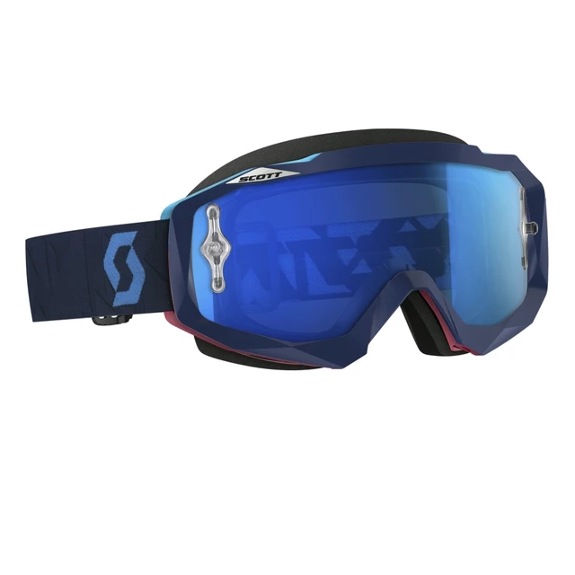 Moto Goggles Scott Hustle MXVI - Oxide Red-White-Orange Chrome - Angled Blue-Pink-Electric Blue Chrome