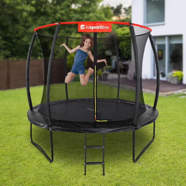 Solidna trampolina ogrodowa z siatką kompletny zestaw inSPORTline Flea 244 cm