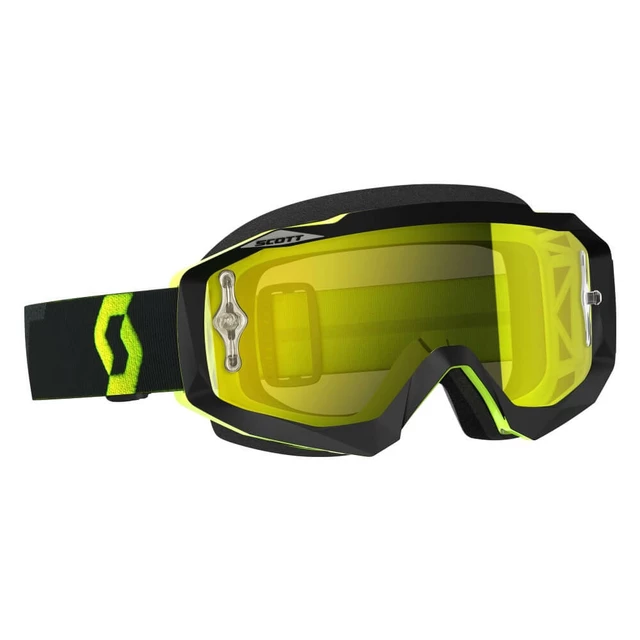 Motorcycle Goggles SCOTT Hustle MX CH MXVII - Black-Fluorescent Yellow-Yellow Chrome