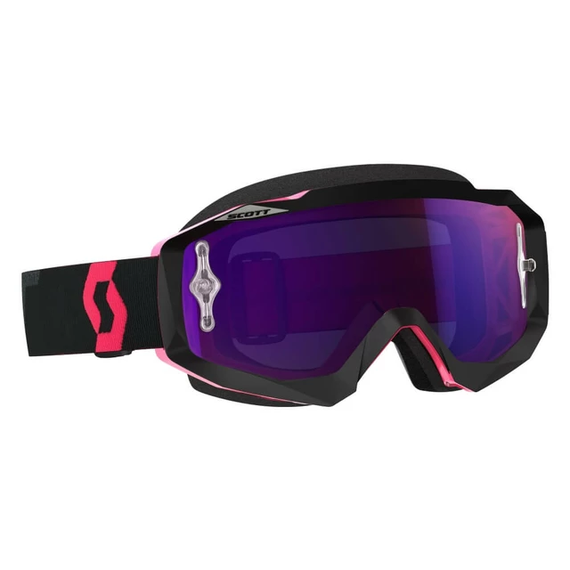 SCOTT Hustle MX CH MXVII Crossbrille - black-fluo yellow-yellow chrome - black-fluo pink-purple chrome