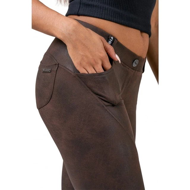 Dámské legíny Nebbia Leather Look Bubble Butt 538 - Brown