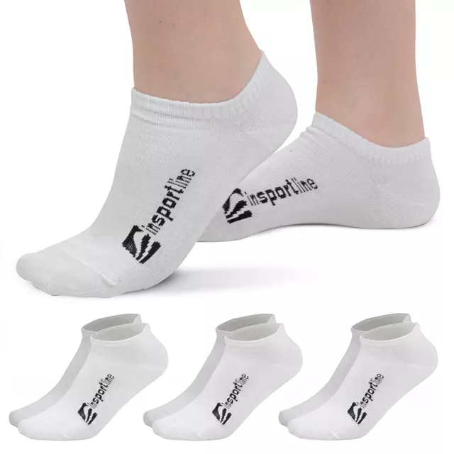 Bambusové kotníkové ponožky inSPORTline Silvatic Ankle AG+ antibakteriální - 3 páry - bílá