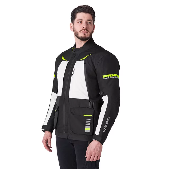 Moto bunda W-TEC Warao - černá-fluo