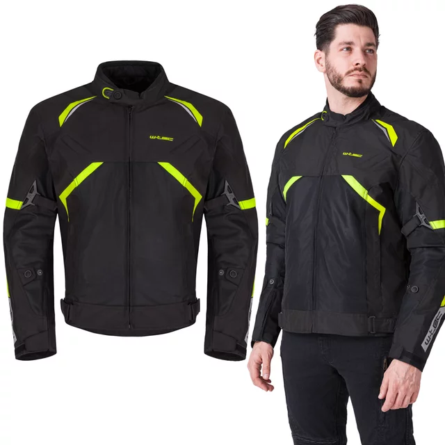 Letní moto bunda W-TEC Timuco - černá-fluo - černá-fluo