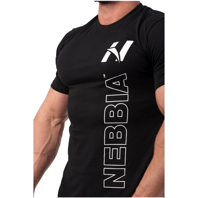 T-shirt męski koszulka Nebbia Vertical Logo 293 - Czarny