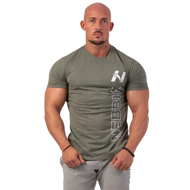 T-shirt męski koszulka Nebbia Vertical Logo 293 - Khaki - Khaki