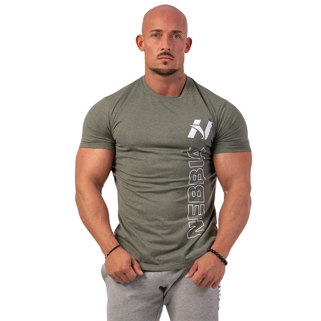 T-shirt męski koszulka Nebbia Vertical Logo 293 - Khaki