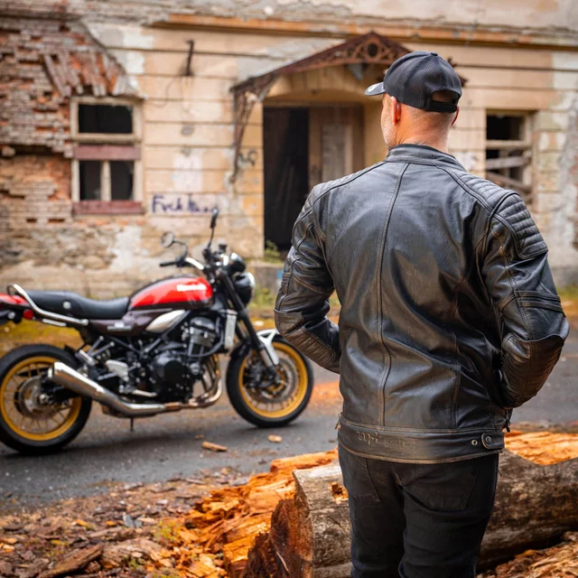 Kožená moto bunda W-TEC Mungelli EVO - vintage černo-hnědá
