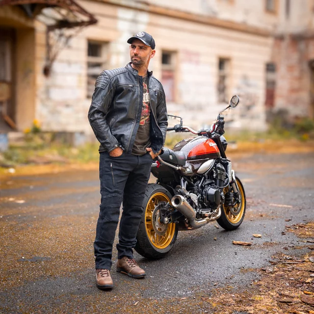 Kožená moto bunda W-TEC Mungelli EVO - vintage černo-hnědá