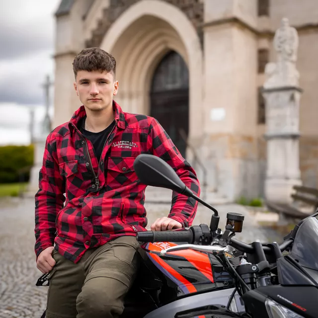 Flanelová košile W-TEC Black Heart Reginald s aramidem - červeno-černá