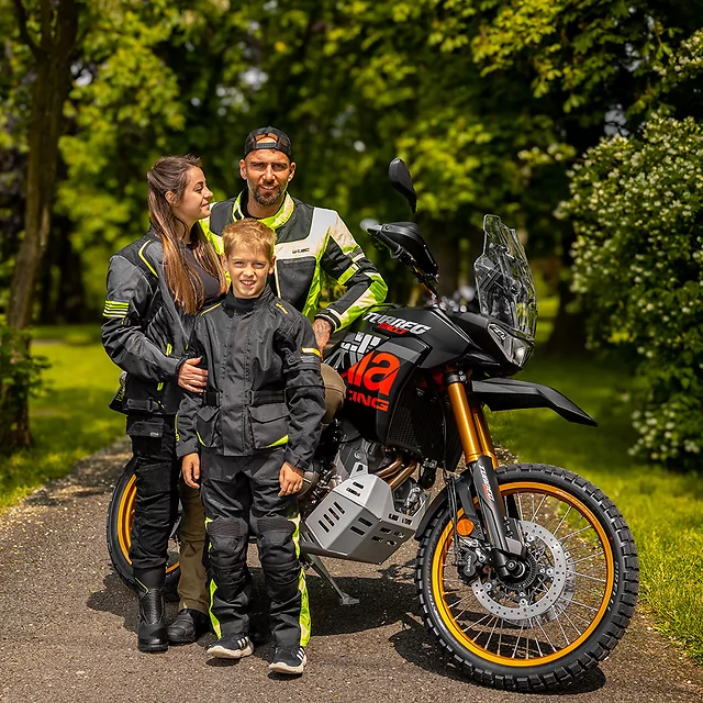 Dětská rostoucí moto bunda W-TEC Pinapoco - černá-fluo