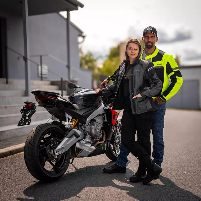 Dámská moto bunda W-TEC Barbata - černo-šedo-růžová