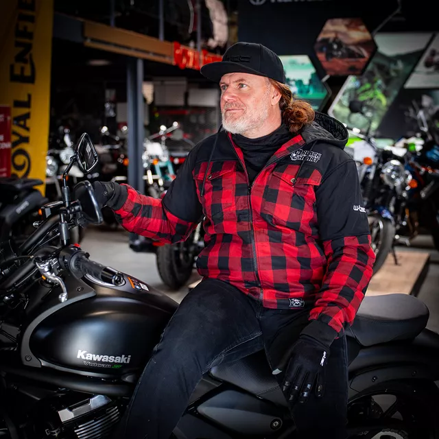 Softshellová moto bunda W-TEC Black Heart Rozzer - červeno-černá