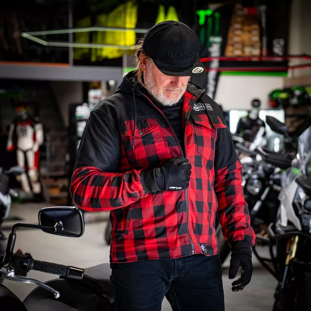 Softshellová moto bunda W-TEC Black Heart Rozzer - červeno-černá