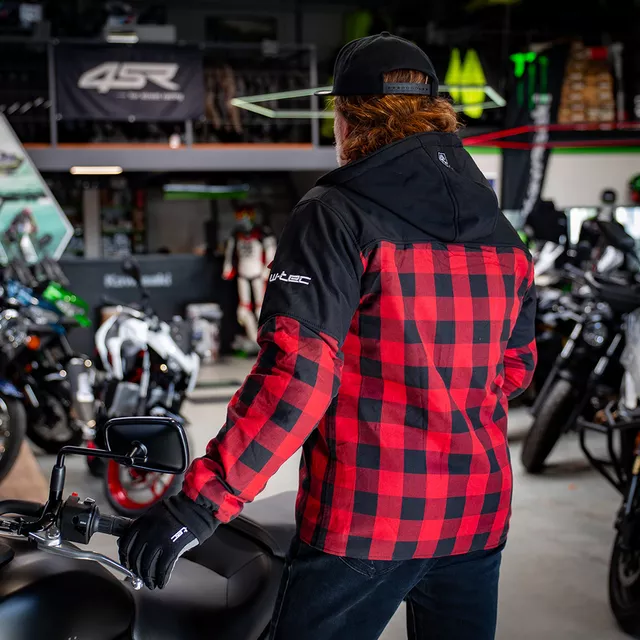 Softshellová moto bunda W-TEC Black Heart Rozzer - červeno-černá