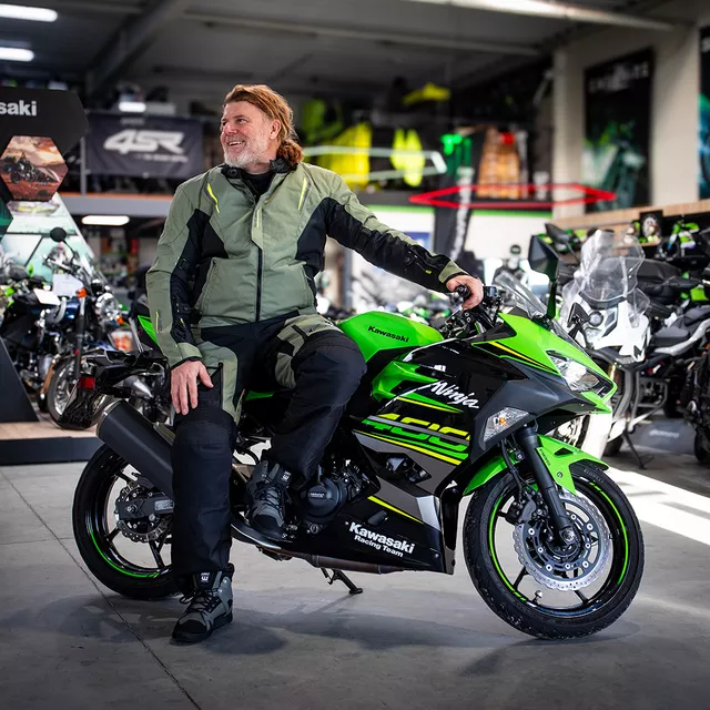 Touringová moto bunda W-TEC Karmal - černo-olivově zelená