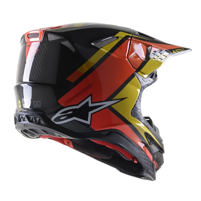 Motorcycle Helmet Alpinestars Supertech S-M10 Carbon Meta2 MIPS Black/Yellow/Orange Glossy 2022