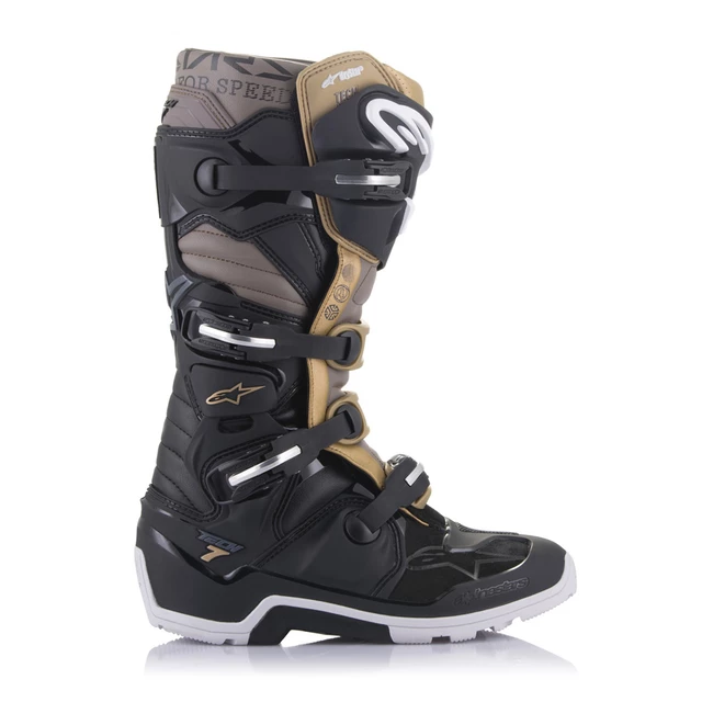 Motorcycle Boots Alpinestars Tech 7 Enduro Drystar Black/Gray/Gold 2022 - Black/Grey/Gold