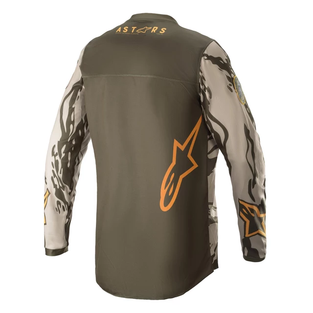 Motokrosový dres Alpinestars Racer Tactical zelená/piesková maskáč/mandarínka