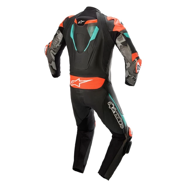 Jednodielna moto kombinéza Alpinestars Atem 4 čierna/modrá/červená fluo