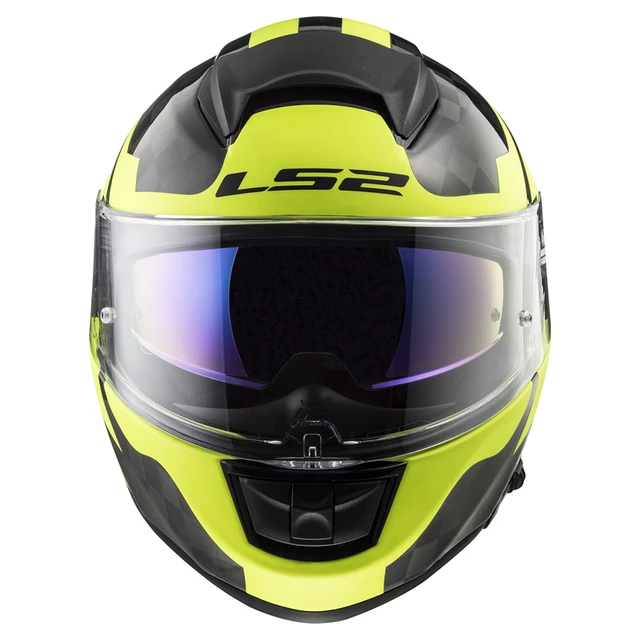 Motorcycle Helmet LS2 FF397 Vector C Shine - Carbon Hi Vis Yellow