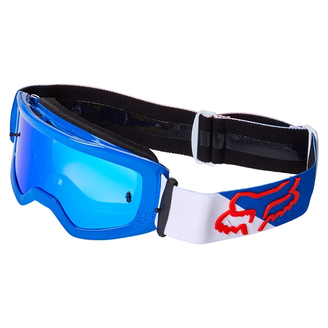 Children’s Mirrored Motocross Goggles FOX Yth Main Skew Spk OS White Red Blue MX22