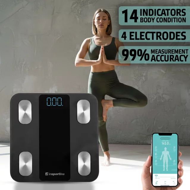 Chytrá osobní váha inSPORTline Syncale 20 - bílá - černá