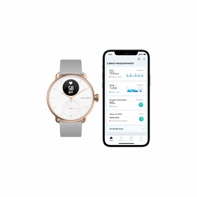 Withings Scanwatch 38 mm okosóra - Rose Gold